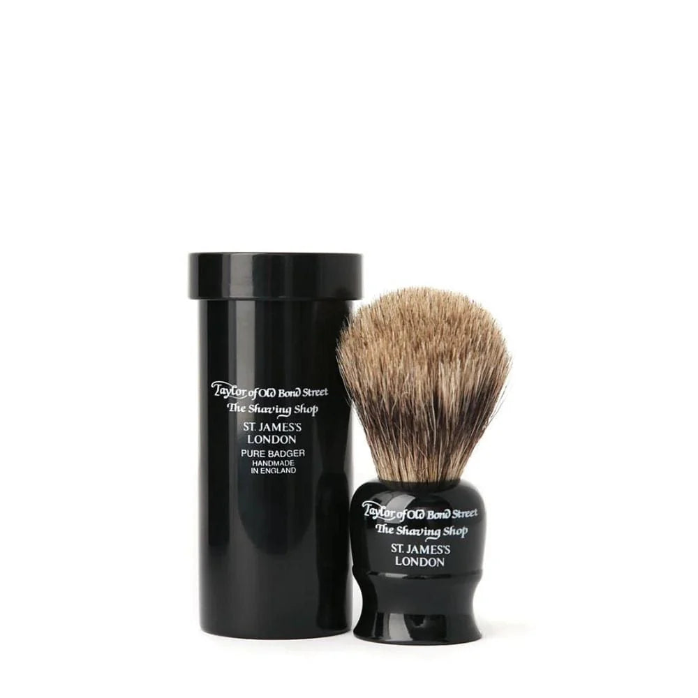 Taylor of Old Bond Street Travel Pure Badger Black Shaving Brush in Case