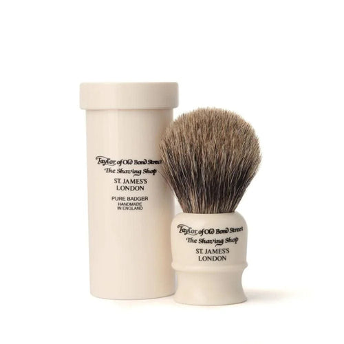 Taylor of Old Bond Street Travel Pure Badger Imitation Ivory Shaving Brush in Case