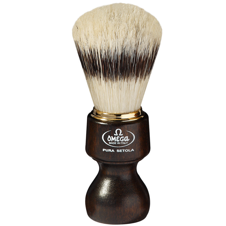 Omega Pure Bristle Shaving Brush Badger Effect Ovangkol Wood Handle 11126