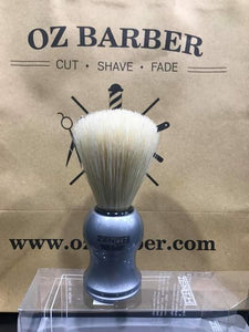 ZENITH PURE BRISTLE SILVER PALSTIC HANDLE SHAVING BRUSH 2004/A - Ozbarber