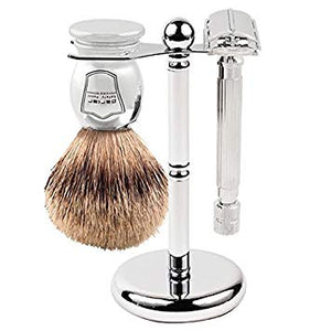 PARKER DELUXE CHROME 2-PRONG RAZOR AND BRUSH SHAVE STAND - Ozbarber