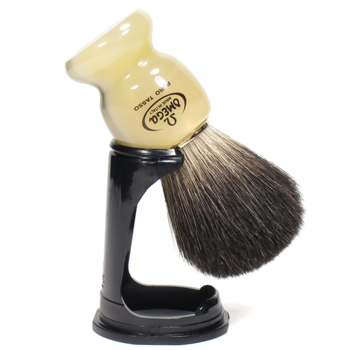 Omega Black Badger Shaving Brush with Stand 33171