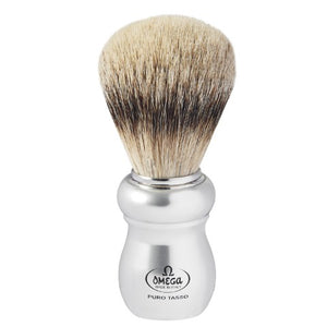 OMEGA “ERGAL” SILVERTIP BADGER SHAVING BRUSH – ANODIZED ALUMINIUM ALLOY - Ozbarber