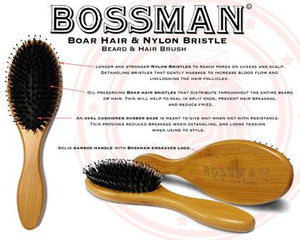 Bossman Beard Brush with Boar Hair & Nylon Bristle - Ozbarber