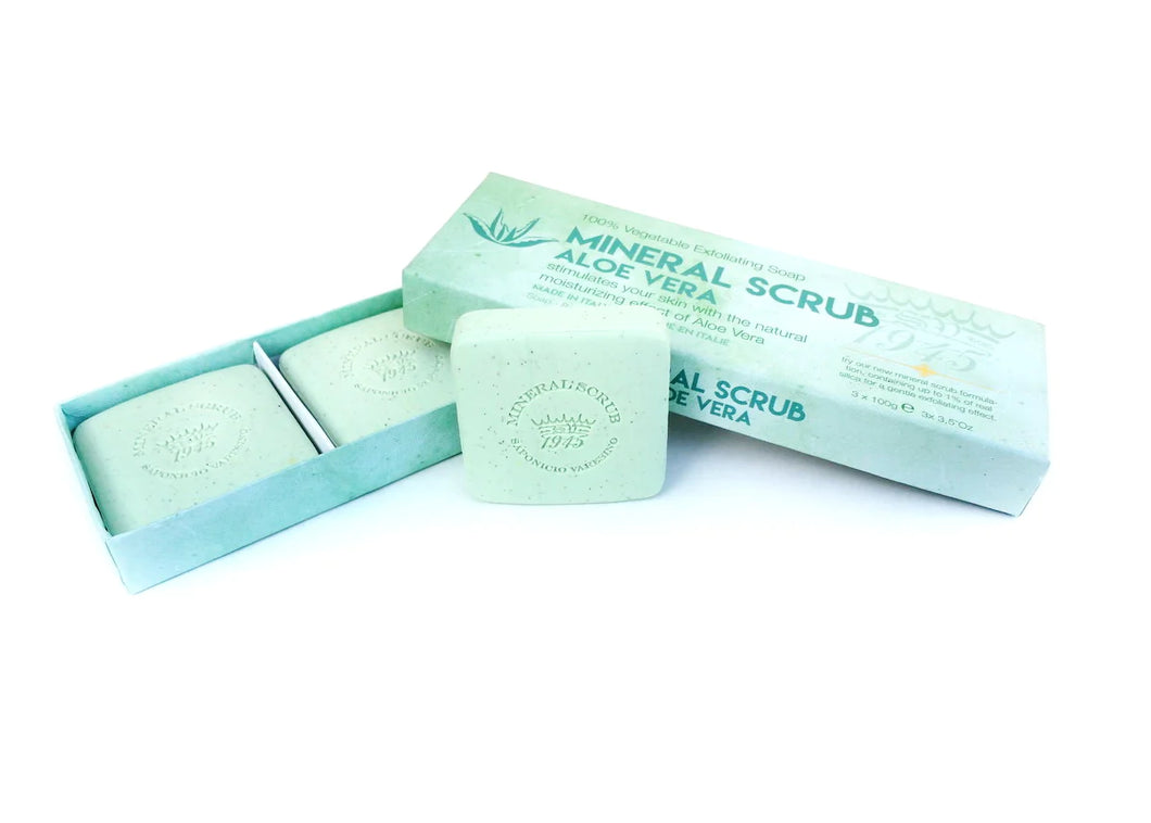 Saponificio Varesino Mineral Scrub Soap Gift Set Aloe Vera 3x100g