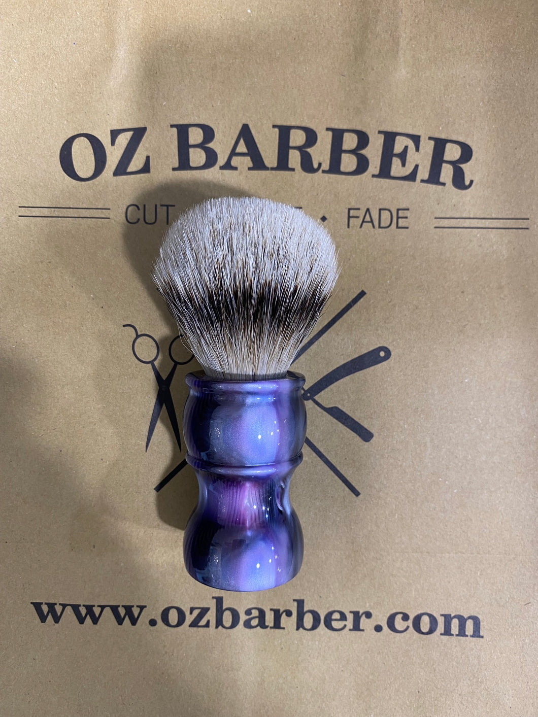 Oz Barber Silvertip Badger Resin Handle Shaving Brush SL_R09PP