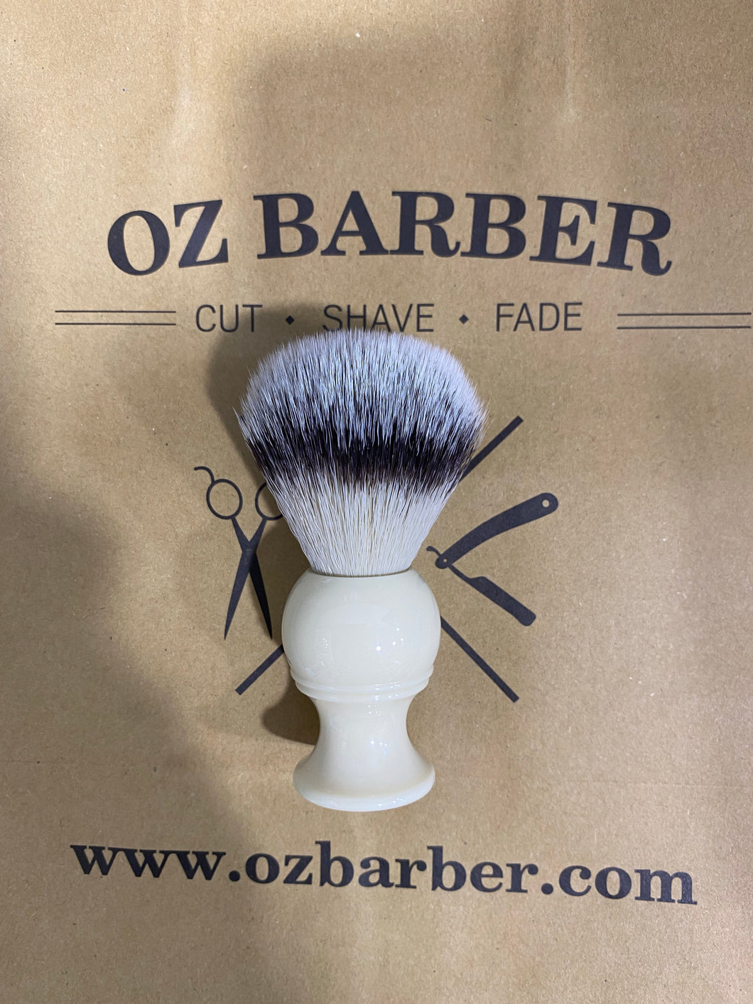 Oz Barber Ivory Handle Synthetic Shaving Brush S16-R300I