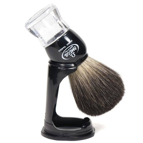 Omega Black Badger Shaving Brush With Stand 33167
