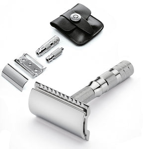 MERKUR SOLINGEN TRAVEL RAZOR WITH LEATHER CASE - Ozbarber