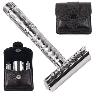 PARKER TRAVEL SAFETY RAZOR WITH LEATHER CASE - Ozbarber