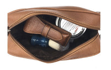 Load image into Gallery viewer, PARKER SADDLE BROWN LEATHER TOILETRY BAG - Ozbarber