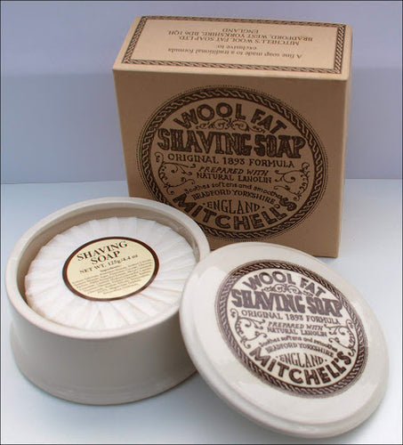 Mitchell's Wool Fat Shaving Soap with Dish