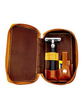 Load image into Gallery viewer, PARKER GENUINE LEATHER ZIPPERED SAFETY RAZOR &amp; DOUBLE EDGE BLADE TRAVEL CASE - Ozbarber